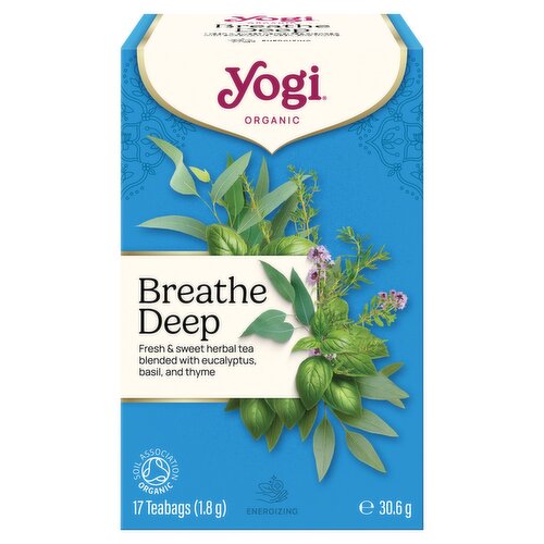 Yogi Tea Breathe Deep Organic Herbal Tea, Blend of Eucalyptus, Basil and Thyme, 17 Teabags