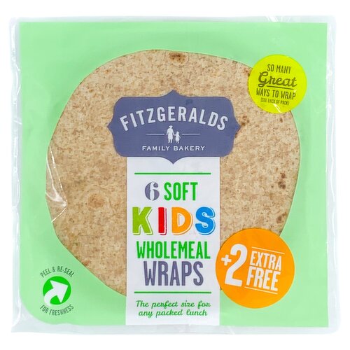 Fitzgeralds Family Bakery 6 Soft Kids Wholemeal Wraps 320g