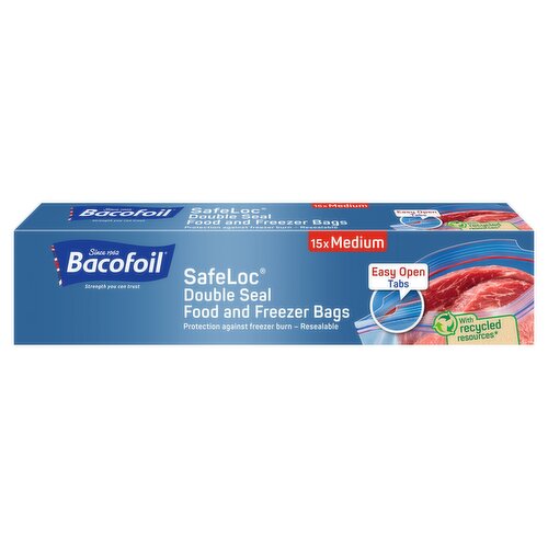 Bacofoil SafeLoc 15 Medium Double Seal Food and Freezer Bags