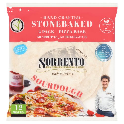 Sorrento 2 Hand Crafted Stonebaked Sourdough Pizza Base 400g