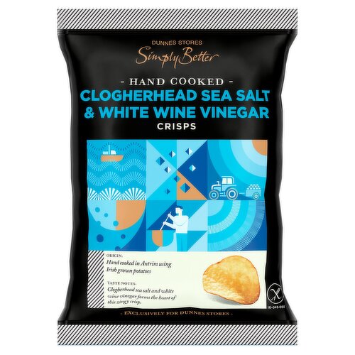 Dunnes Stores Simply Better Hand Cooked Clogherhead Sea Salt & White Wine Vinegar Crisps 40g
