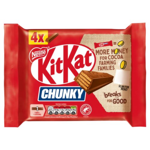 KitKat Chunky Milk Chocolate Bar 4 Pack Multipack 160g