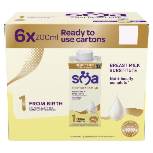 SMA First Infant Milk from Birth 6 x 200ml