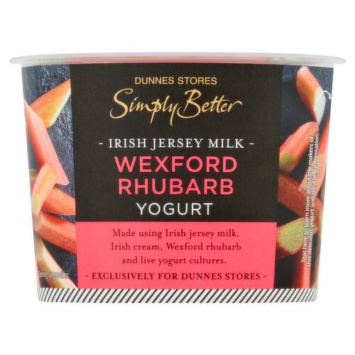 Dunnes Stores Simply Better Irish Jersey Milk Wexford Rhubarb Yogurt 150g