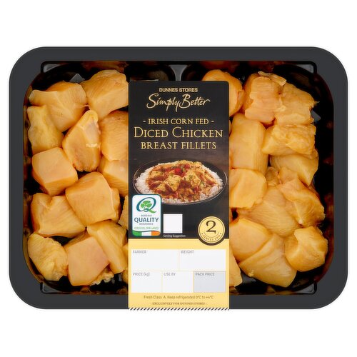 Dunnes Stores Simply Better Irish Corn Fed Diced Chicken Breast Fillets 300g