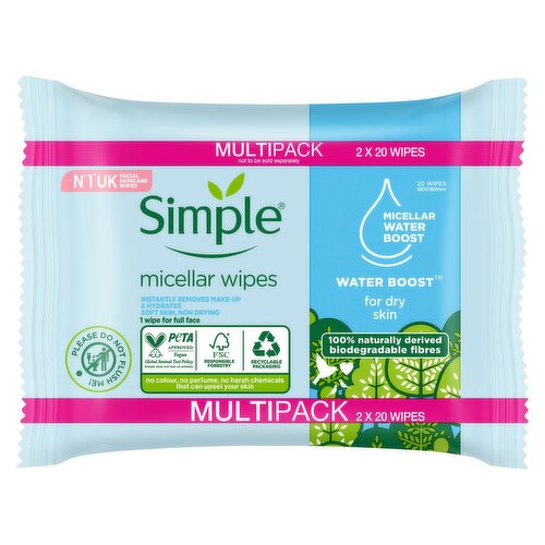 Simple Biodegradable Micellar Wipes Multipack Simple Biodegradable Micellar Wipes Multipack