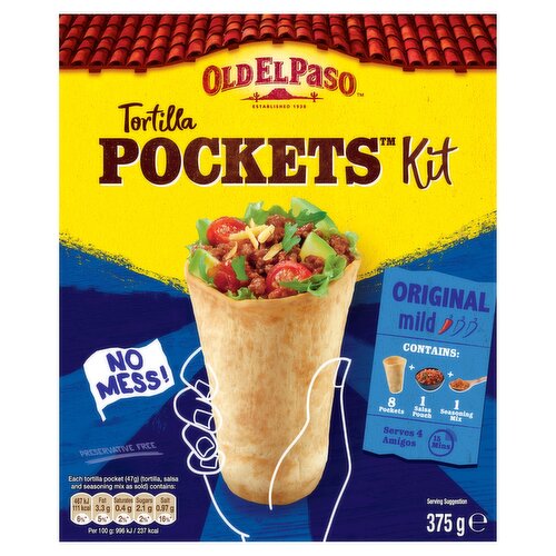 Old El Paso 8 Original Tortilla Pocket Kits 375g