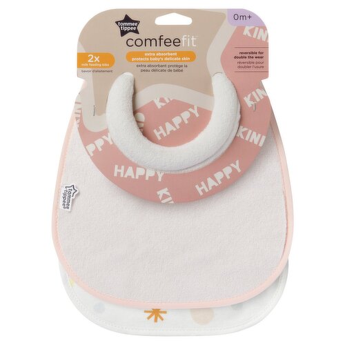 Tommee Tippee 2x Milk Feeding Bibs, Extra Absorbent, Adjustable and Reversible