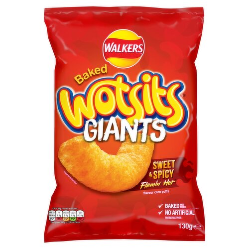 Walkers Wotsits Giants Sweet & Spicy Sharing Snacks Crisps 130g