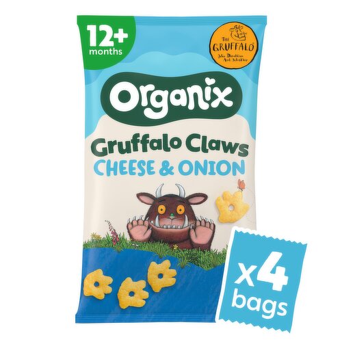 Organix Cheese & Onion Gruffalo Claws Toddler Snack Multipack 4x15g 12 months+