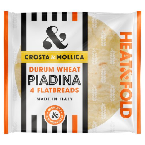 Crosta & Mollica 4 Durum Wheat Piadina Flatbreads 300g