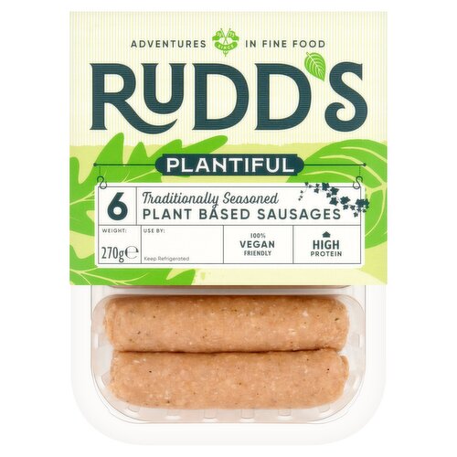 Rudd's Plantiful 6 Traditionally Seasoned Plant Based Sausages 270g