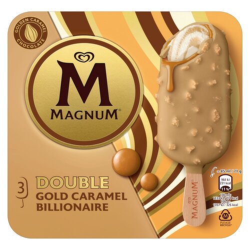 Magnum  Ice Cream Sticks Double Gold Caramel Billionaire 3x 85 ml 