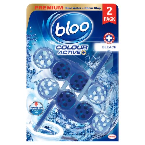 Bloo Colour Active+ Bleach Toilet Rim Blocks 2 x 50g