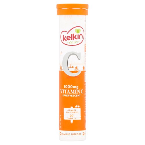 Kelkin 1000mg Vitamin C Effervescent Orange Flavoured 20 Tablets