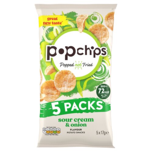 popchips Sour Cream & Onion Multipack Crisps 5 Pack