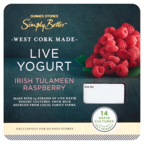 Dunnes Stores Simply Better Live Yogurt Irish Tulameen Raspberry 4 x 125g (500g)