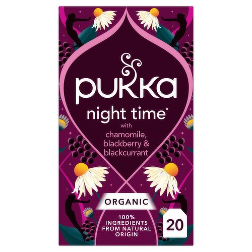 Pukka Organic Night Time Berry Herbal Tea 20 Home Compostable Sleep Tea Bags