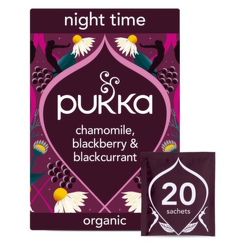 Pukka Organic Night Time Berry Herbal Tea 20 Home Compostable Sleep Tea Bags