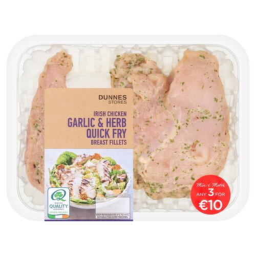 Dunnes Stores Irish Chicken Garlic & Herb Quick Fry Breast Fillets 315g