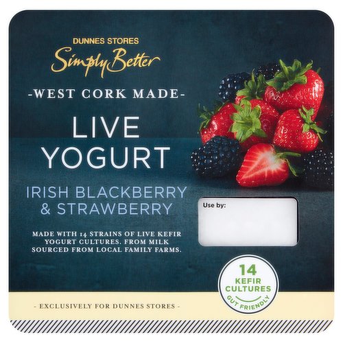 Dunnes Stores Simply Better Live Yogurt Irish Blackberry & Strawberry 4 x 125g (500g)