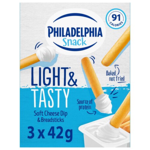 Philadelphia Snack Soft Cheese Dip & Breadsticks 3 Pack Multipack 126g (3 x 42g)