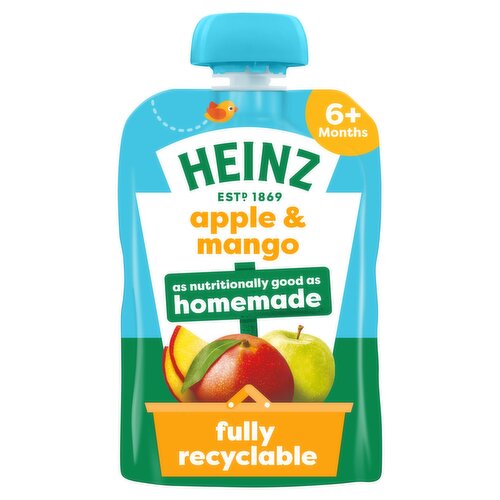 Heinz Apple & Mango Baby Food Fruit Puree Pouch 6+ Months 100g