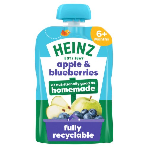 Heinz Apple & Blueberries Baby Food Fruit Pouch 6+ Months 100g