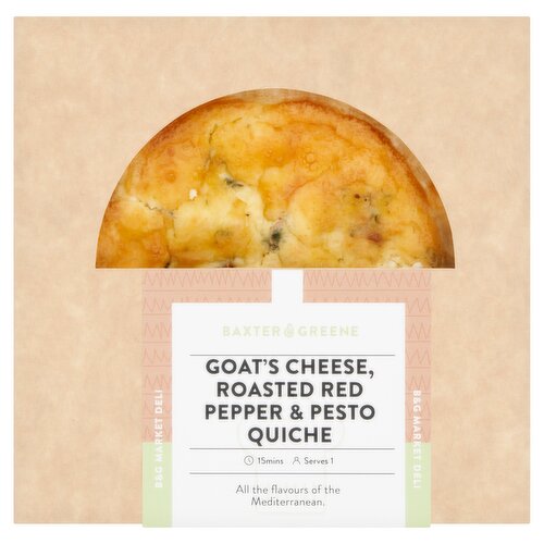 Baxter & Greene Goat's Cheese, Roasted Red Pepper & Pesto Quiche 200g