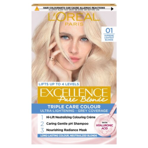 L'Oréal Excellence 01: Neutralized Supreme Blonde, offering premium scalp care and luminous results.