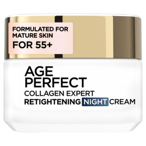 L’Oréal Paris Age Perfect Collagen Expert Retightening Night Cream, with Collagen Peptides, 50ml