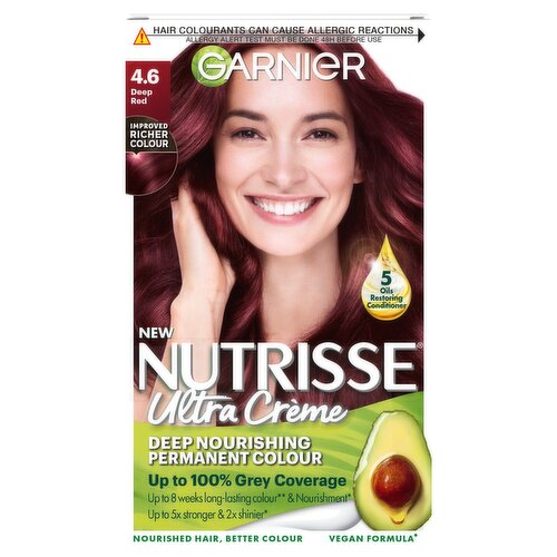 Garnier Nutrisse 4.6 Deep Red Permanent Hair Dye, 5x stronger and 2x shinier