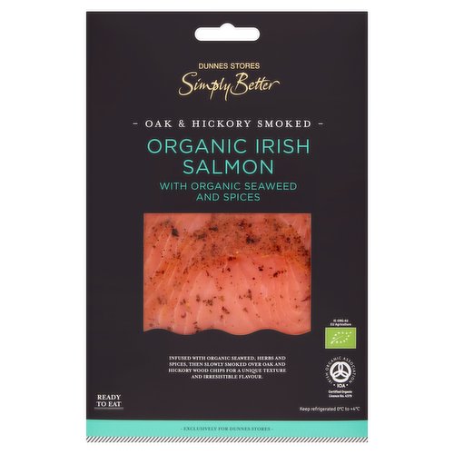 Dunnes Stores Simply Better Oak & Hickory Smoked Organic Irish Salmon 80g