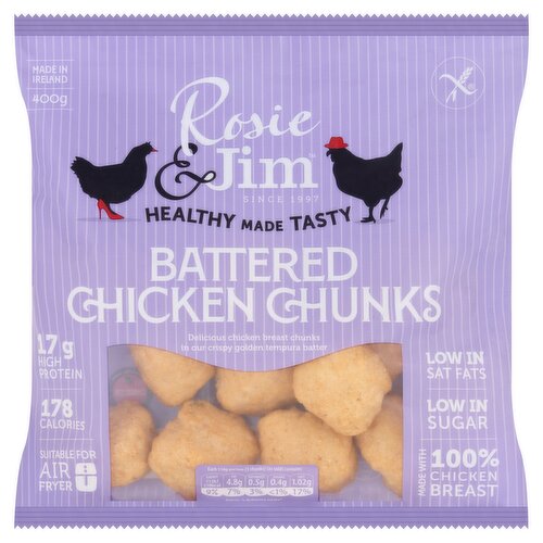 Rosie & Jim Battered Chicken Chunks 400g