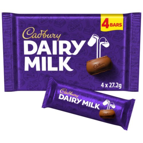 Cadbury Dairy Milk Chocolate Bar 4 Pack Multipack 108.8g (4 x 27.2g)