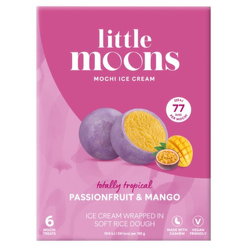 Little Moons Passionfruit & Mango Mochi Ice Cream Frozen Snack 6 x 32g