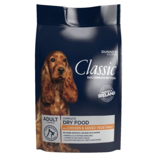 Dunnes Stores Classic Complete Dry Food with Chicken & Added Vegetable Adult 1 Year Plus 12kg