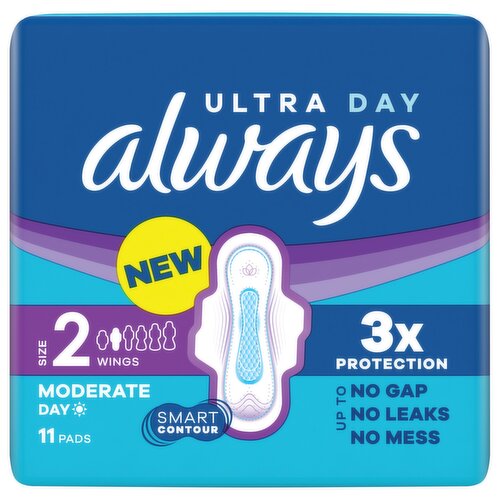 Always Ultra Sanitary Towels Moderate Flow Day (Size 2) Wings 11 Pads