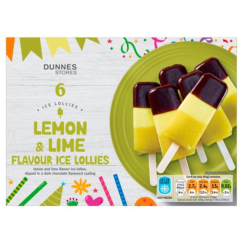 Dunnes Stores Lemon & Lime Flavour Ice Lollies 390g (6 x 65g)