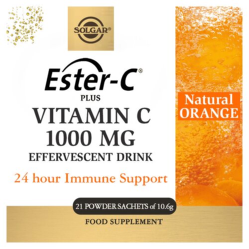 Solgar Ester-C Plus Vitamin C 1000 Mg Effervescent Drink Natural Orange Flavour 222.6g