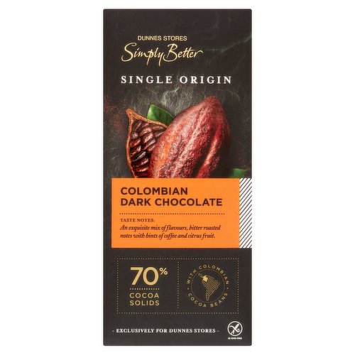 Dunnes Stores Simply Better Single Origin Colombian Dark Chocolate 100g Dunnes Stores