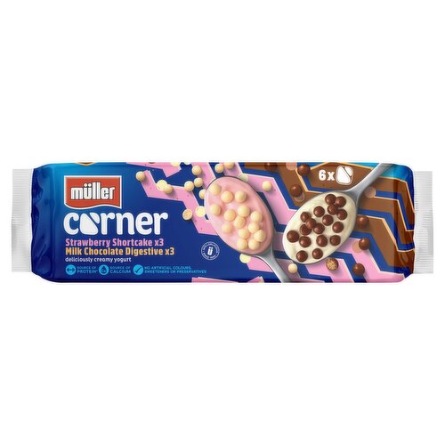 Muller Corner Chocolate Digestive and Strawberry Shortcake Yogurts