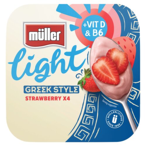 Muller Light Greek Style Strawberry Yogurt 4 x 115g