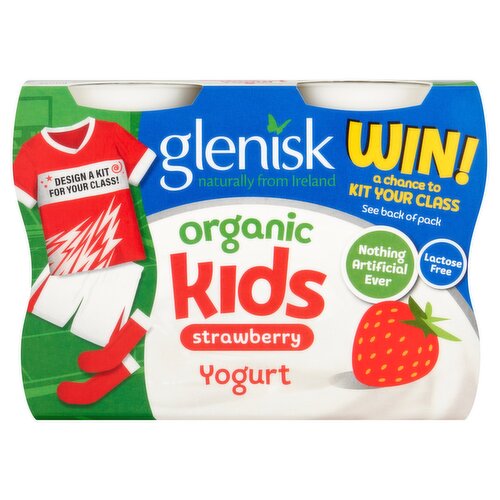 Glenisk Organic Kids Strawberry Yogurt 4 x 90g (360g)