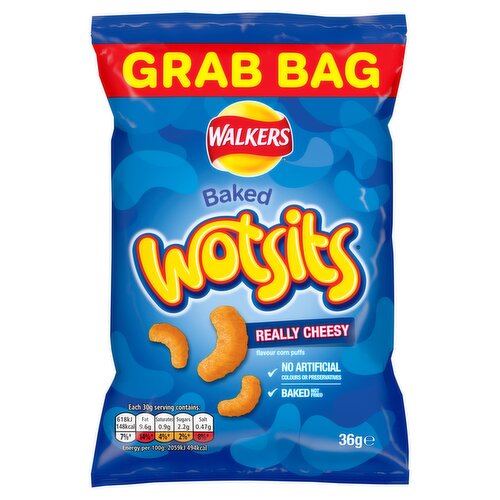Walkers Wotsits Really Cheesy Snacks Grab Bag Cheese Crisps 36g