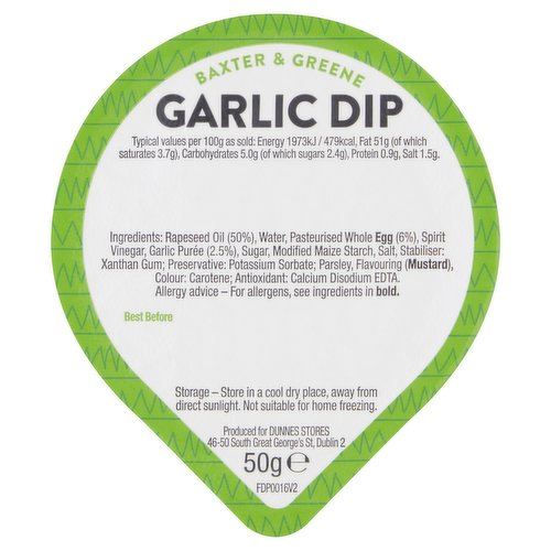 Baxter & Greene Garlic Dip 50g