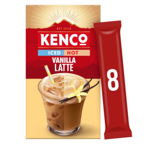 Kenco Iced Hot Vanilla Latte Instant Coffee Sachets x8