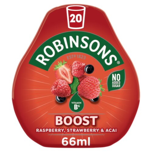 Robinsons Boost Raspberry, Strawberry & Acai On-The-Go Squash 66ml
