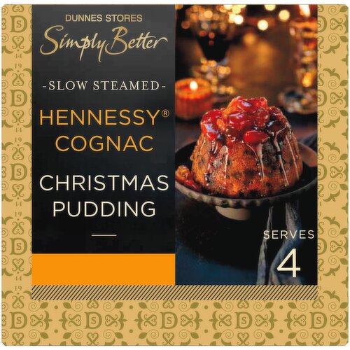 Dunnes Stores Simply Better Hennessy Cognac Slow Steamed Christmas Pudding 454g