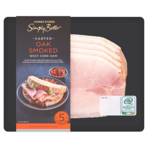 Dunnes Stores Simply Better 5 Carved Oak Smoked West Cork Ham Large Slices 140g